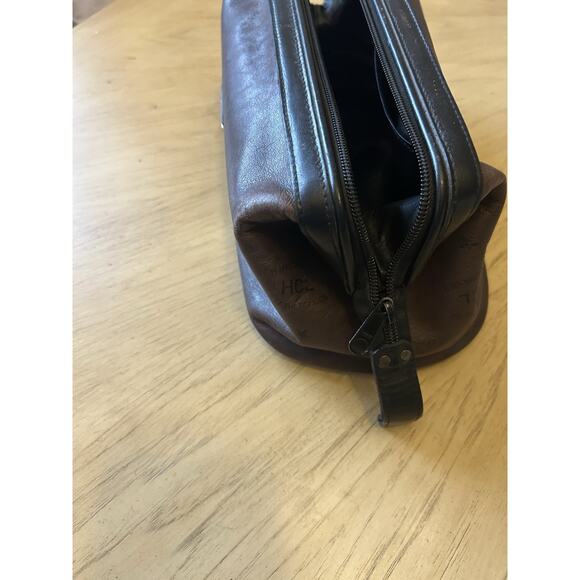 Vintage HCL Mens Toiletry Handcrafted Leather Monogram Travel Bag Shave Kit RARE - Picture 7 of 16